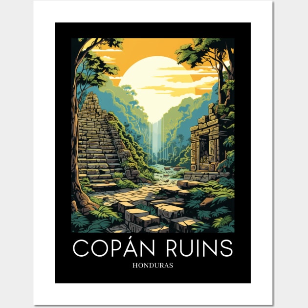 A Pop Art Travel Print of the Copán Ruins - Honduras Wall Art by Studio Red Koala